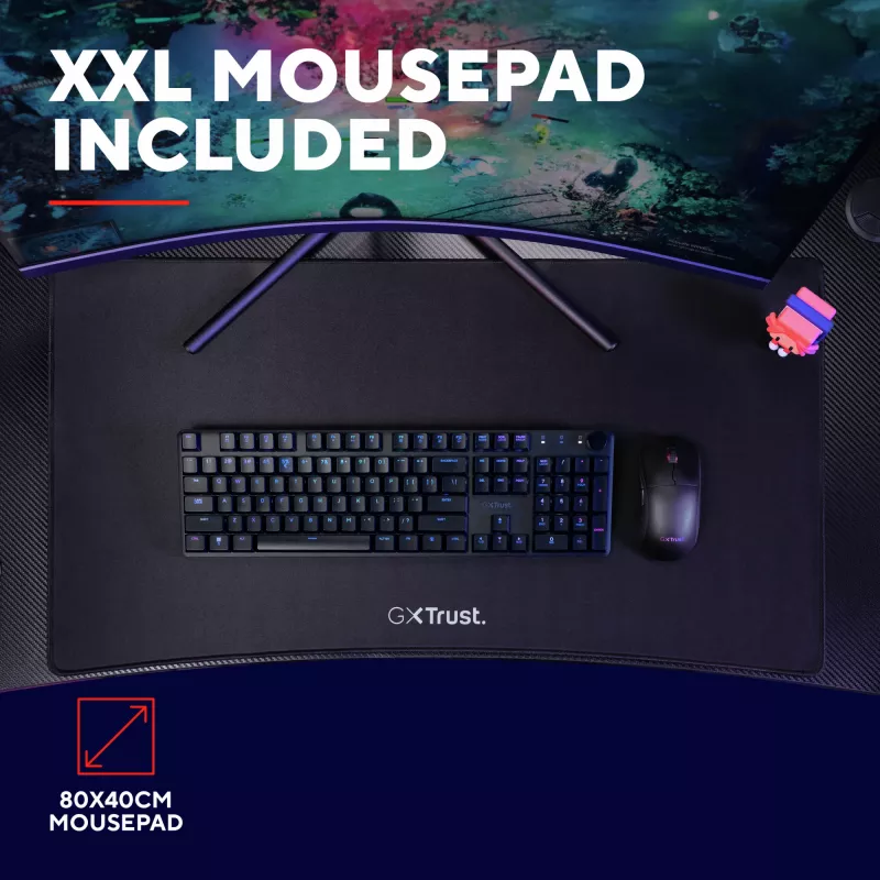 Pöytä Trust GXT 710 Luminus Pro musta suorakaide ABS/PC 1200x600x740mm