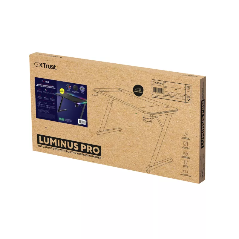 Pöytä Trust GXT 710 Luminus Pro musta suorakaide ABS/PC 1200x600x740mm
