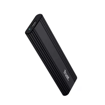 SSD-kotelo TRUST 25806 musta M.2:lle, yksittäinen asema, jopa 4 TB, USB Type-C 10 Gbit/s (USB 3.2 Gen 2)