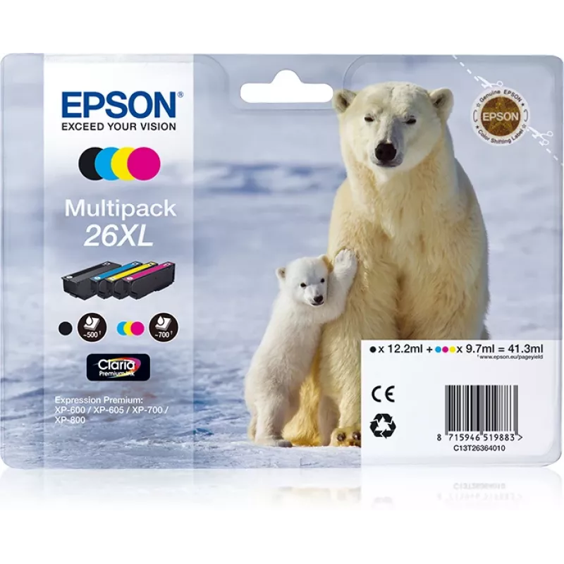 Epson Eisbär monipakkaus 4 väriä 26XL Claria Premium Ink