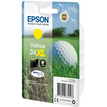 Epson Golfball yksittäispakkaus keltainen 34XL DURABrite Ultra -muste, suuri (XL) kapasiteetti, keltainen, pigmenttimuste, 10,8 ml, 1 kpl, 950 sivua