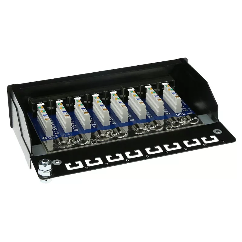 Pinta-asennettava suojattu 8-porttinen CAT5E-patchpanel-kotelo ACT FA5001, 173×44×109 mm