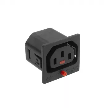 ACT C13 IEC Lock -virtajohto (1 lähtö) - musta, PA135015BK, C13, musta, punainen, liitin, suora, termoplasti, 2000 V