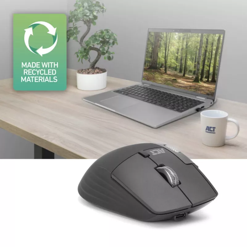ACT AC5147 langaton hiiri, Bluetooth/USB, hiljainen napsautus, 4800 DPI, harmaa