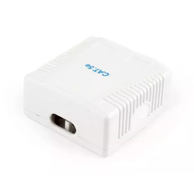 Gembird NCAC-2U5E-01 pinta-asenteinen verkkopistorasia, 2x RJ45 Cat5e, valkoinen