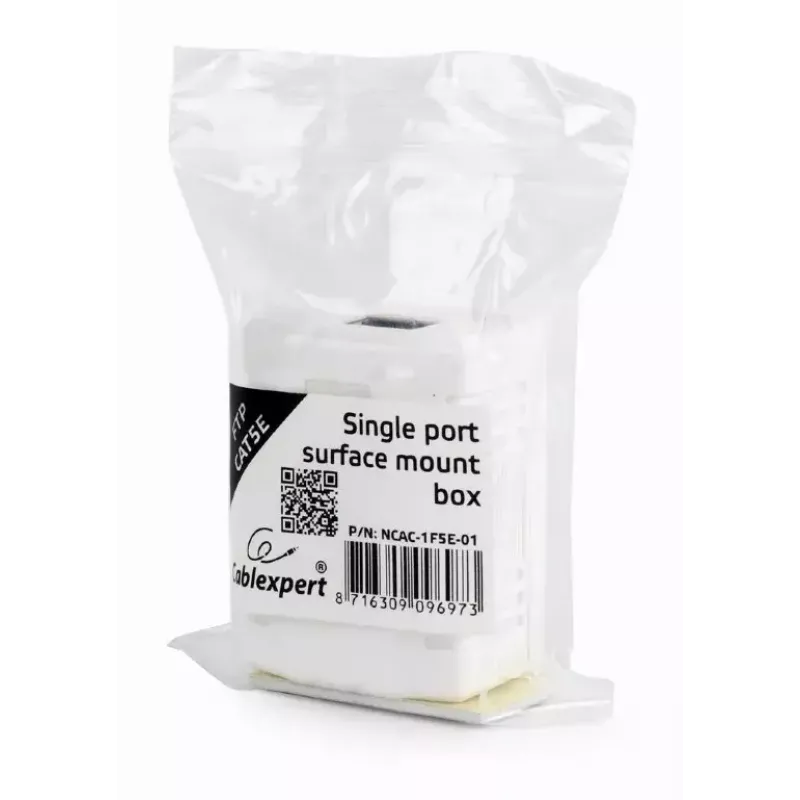 Gembird NCAC-1F5E-01 suojattu pinta-asenteinen verkkopistorasia, 1x RJ45 Cat5e, valkoinen
