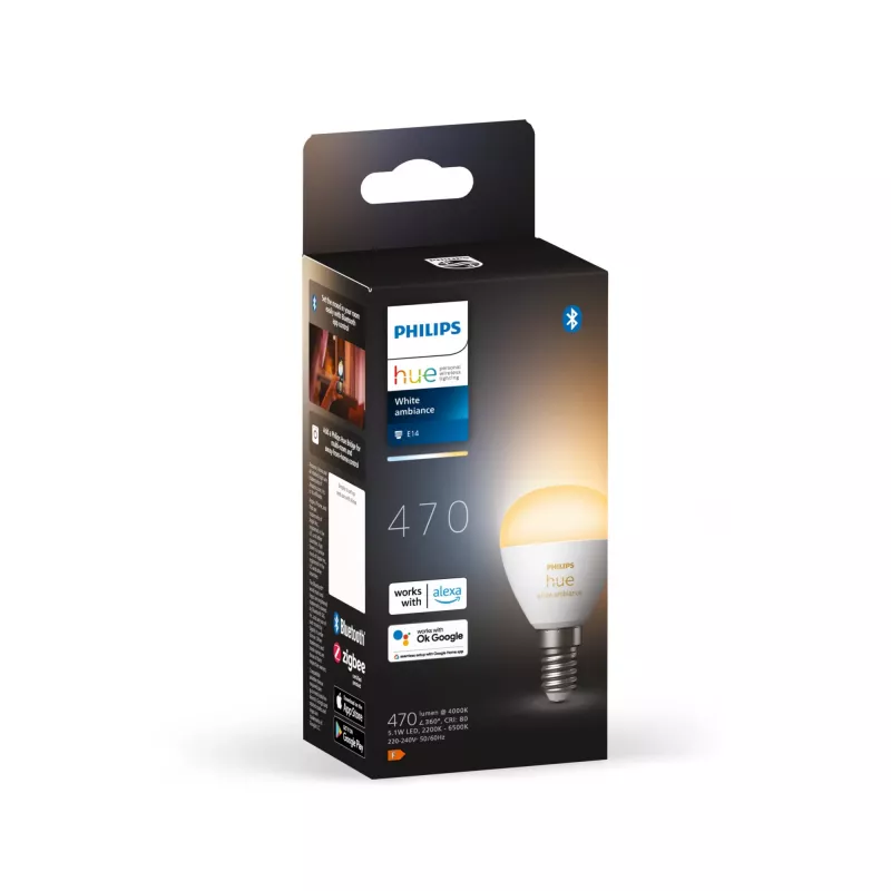 Philips Hue White ambience Lustre – E14 älylamppu, älylamppu, Bluetooth/Zigbee, valkoinen, LED, E14, P45