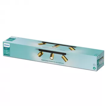 Katto-/seinävalaisin Philips Idris 3x GU10 LED IP44 220–240V musta/messinki
