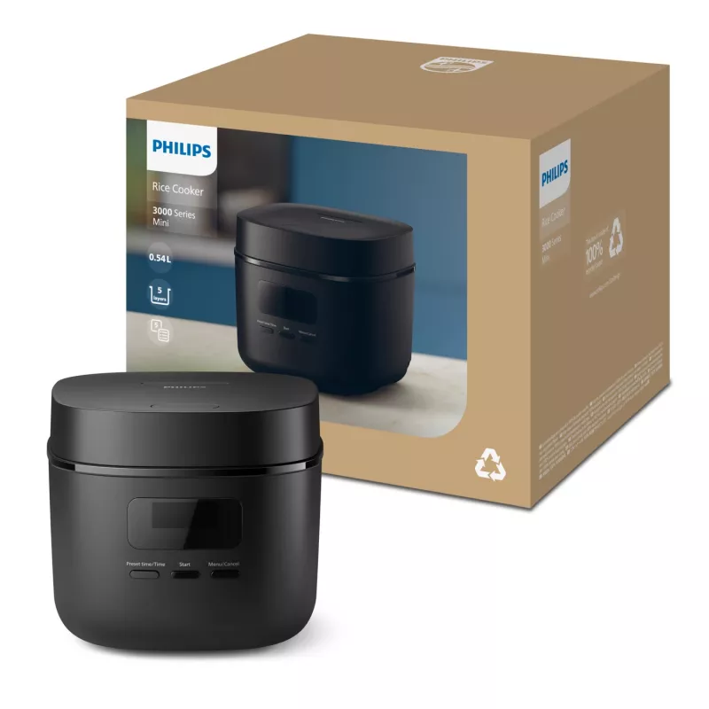 Riisinkeitin Philips 3000 Series HD3080/80, 0,54 L, 400 W, musta, painikeohjaus