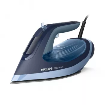 Höyrysilitysrauta Philips 6000-sarja DST6120/20 – 2600 W, SteamGlide Plus -silityspohja, 190 g/min höyryisku, 0,3 l vesisäiliö, 1,5 kg, sininen