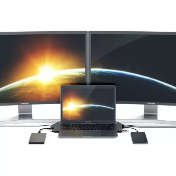 Satechi kannettavan telakka/porttitoistin ST-CMBPM — USB 3.2 Gen 1 Type-C-isäntä, HDMI, USB-A, SD/MicroSD, harmaa