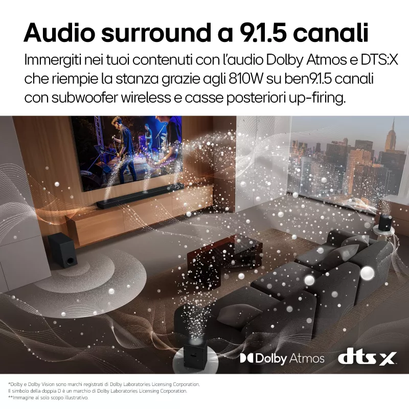 Soundbar LG S95TR 9.1.5 kanavaa 810 W RMS langattomalla 220 W subwooferilla, musta