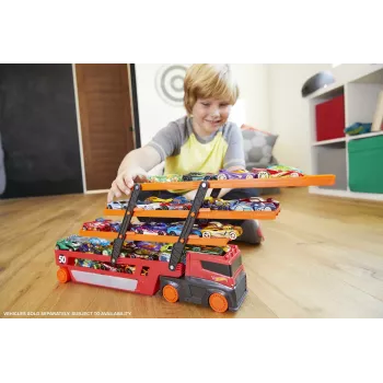 Hot Wheels City Mega Hauler säilytystilalla jopa 50 autolle mittakaavassa 1:64, yli 3-vuotiaille