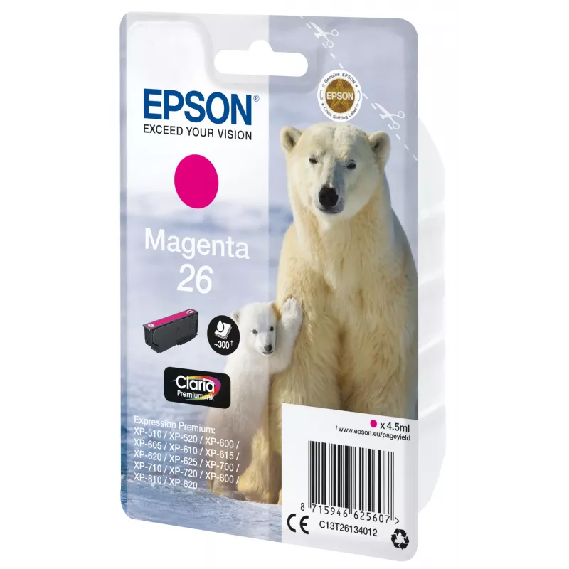 Epson Eisbär yksittäispakkaus magenta 26 Claria Premium Ink