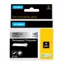 DYMO Rhino Industrial Permanent Polyester Labels | 19 mm x 5,5 m | musta tulostus metalliselle | itseliimautuva | Rhino & LabelManager tarratulostimille