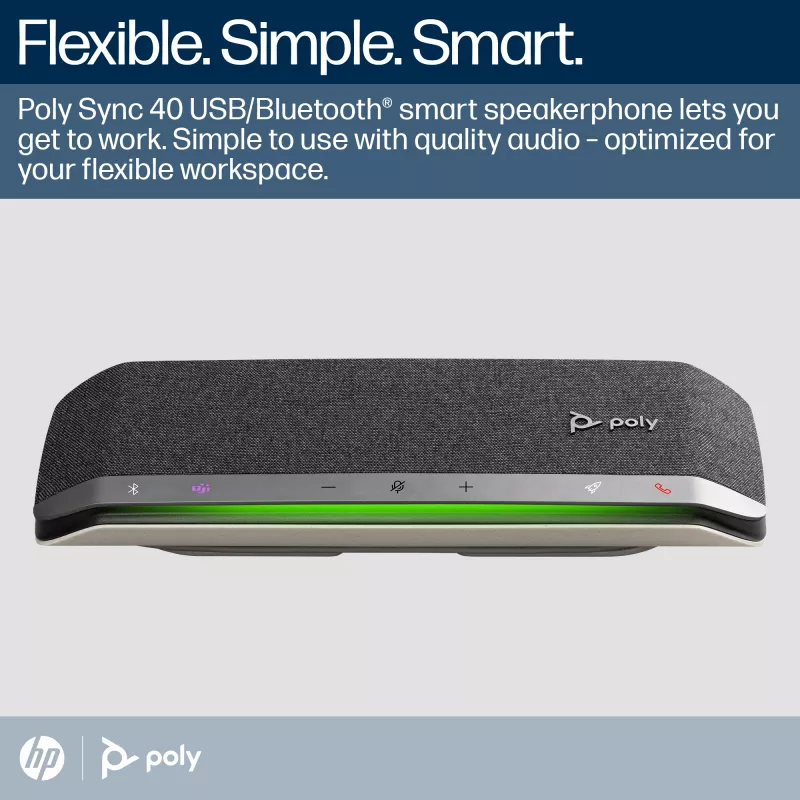 HP Poly Sync 40+ Microsoft Teams -sertifioitu USB-A USB-C -kaiutinpuhelin +BT700 USB-A -sovitin