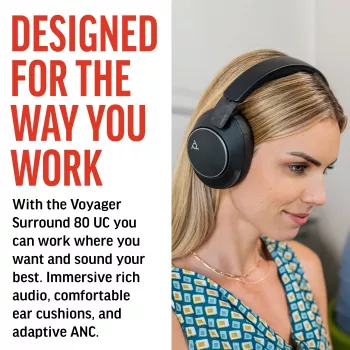HP Poly Voyager Surround 80 UC USB-C-kuulokemikrofoni +USB-C/A-sovitin