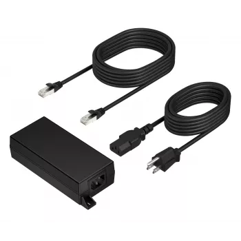 HP Poly PoE++ 65W 2.5G-sovitin 3,66 m CAT6A-kaapelilla ja virtajohdolla