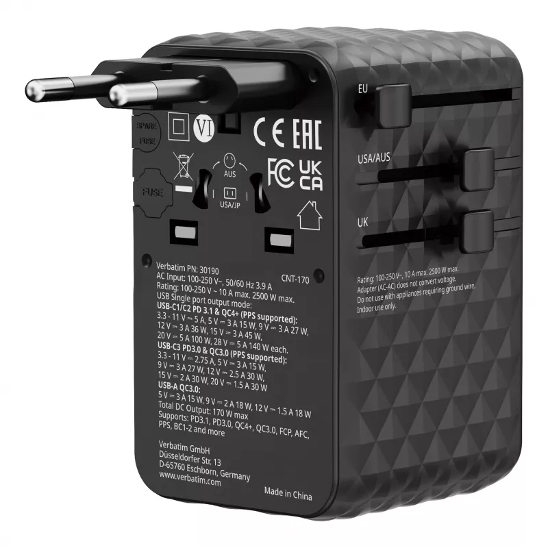 Verbatim Charge 'n' Travel 170W yleismatkasovitin musta