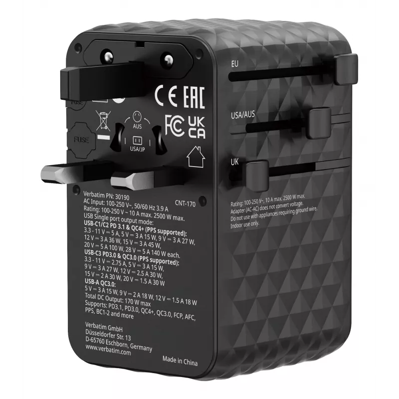 Verbatim Charge 'n' Travel 170W yleismatkasovitin musta