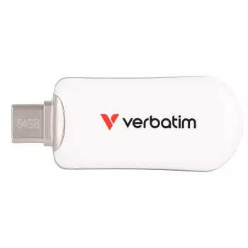 Verbatim Plectra USB-C-muistitikku valkoinen 64 GB, 64 GB, USB Type-C, 3.2 Gen 1 (3.1 Gen 1), 100 MB/s, suojukseton, valkoinen