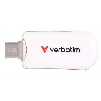 Verbatim Plectra USB-C-muistitikku valkoinen 128 GB, 128 GB, USB Type-C, 3.2 Gen 1 (3.1 Gen 1), 100 MB/s, suojukseton, valkoinen