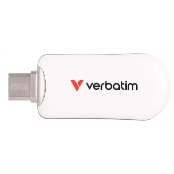 Verbatim Plectra USB-C-muistitikku valkoinen 256GB, 256 GB, USB Type-C, 3.2 Gen 1 (3.1 Gen 1), 100 MB/s, suojukseton, valkoinen