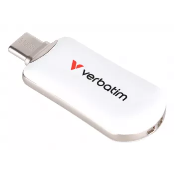 Verbatim Plectra USB-C -flash-asema valkoinen 512GB, 512 GB, USB Type-C, 3.2 Gen 1 (3.1 Gen 1), 100 MB/s, kanneton, valkoinen
