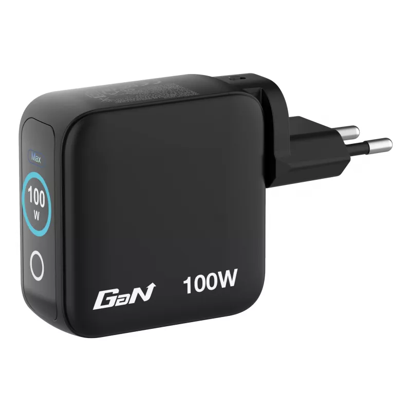 Verbatim Mini GaN -laturi 100W näytöllä, sisäkäyttö, AC, 20 V, musta