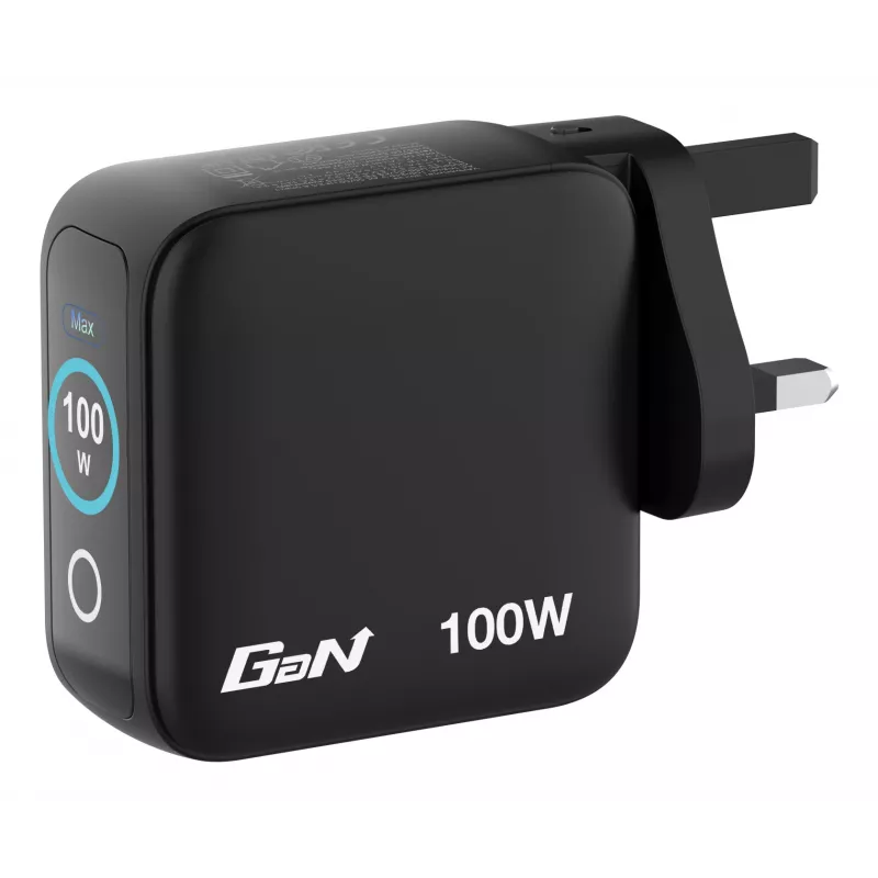 Verbatim Mini GaN -laturi 100W näytöllä, sisäkäyttö, AC, 20 V, musta