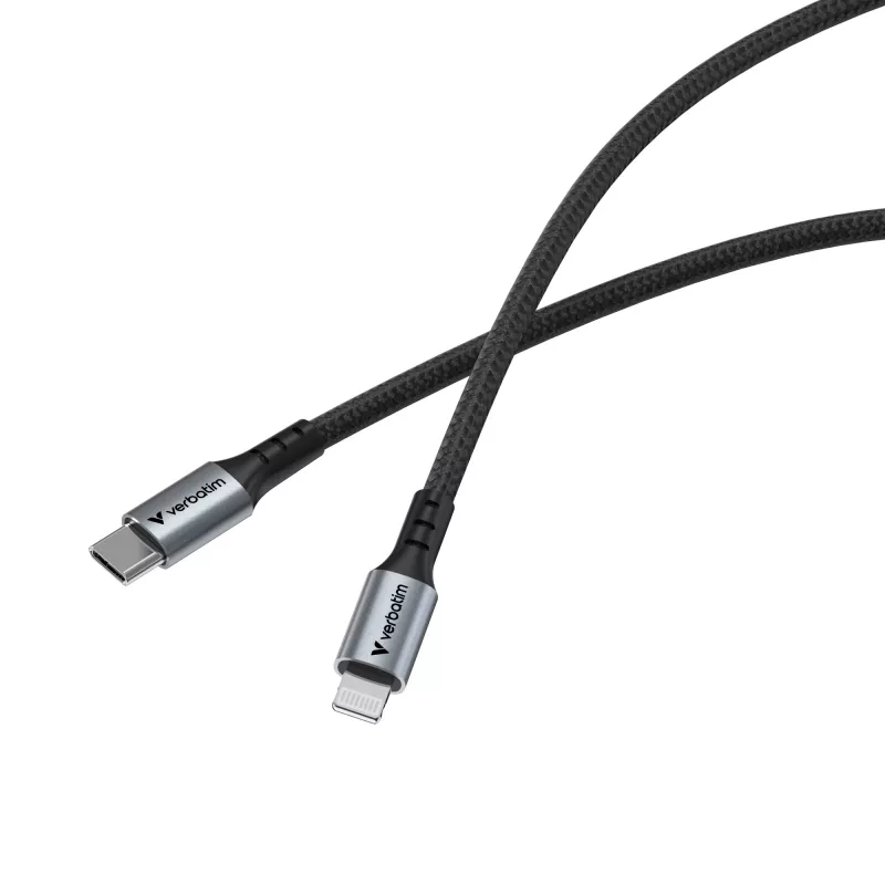 Verbatim Sync & Charge -kaapeli USB-C–Lightning 120 cm, 1,2 m, Lightning, USB C, uros, uros, musta