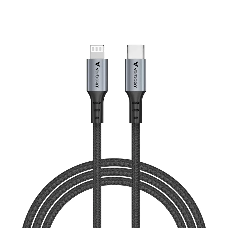 Verbatim Sync & Charge -kaapeli USB-C–Lightning 120 cm, 1,2 m, Lightning, USB C, uros, uros, musta