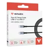 Verbatim Sync & Charge -kaapeli – 60W USB-C - USB-C 120 cm, 1,2 m, USB C, USB C, USB 2.0, 0,48 Gbit/s, musta