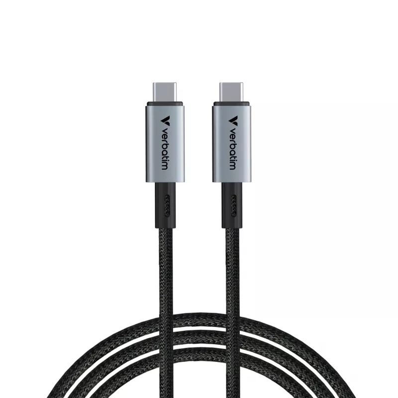 Verbatim Sync & Charge USB C - USB C 240W 40 Gbit/s 120 cm, 1,2 m, USB C, USB C, USB4 Gen 2x2, 40 Gbit/s, musta