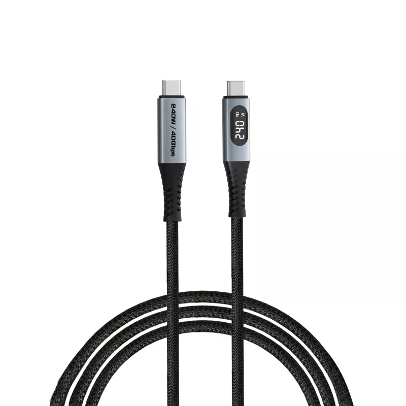 Verbatim Sync & Charge USB-C - USB-C 240W -kaapeli näytöllä 120 cm