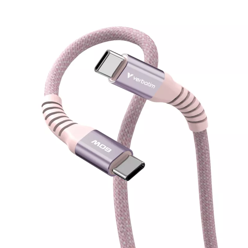 Verbatim Sync & Charge magneettikaapeli – 60 W USB-C–USB-C, 120 cm, pinkki
