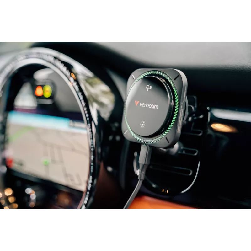 Verbatim Charge 'n' Drive Qi2 magneettinen langaton autolaturi RGB
