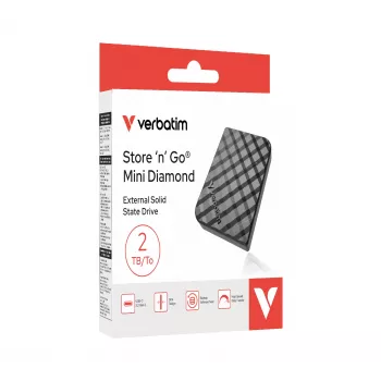 Verbatim Store 'n' Go Mini Diamond USB-C 2TB musta, 2 TB, USB Type-C, 3.2 Gen 2 (3.1 Gen 2), 1000 MB/s, musta