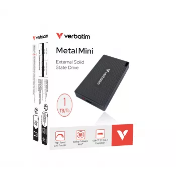 Verbatim Metal Mini SSD USB-C 3.2 Gen 2 1 TB, 1 TB, USB Type-C, USB 3.2 Gen 2x2, 2000 MB/s, 10 Gbit/s, harmaa