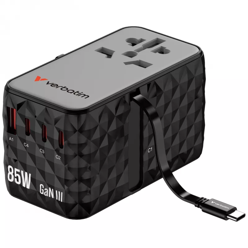 Verbatim Charge 'n' Travel Diamond 85W sisäänvedettävä kaapeli CNT-02
