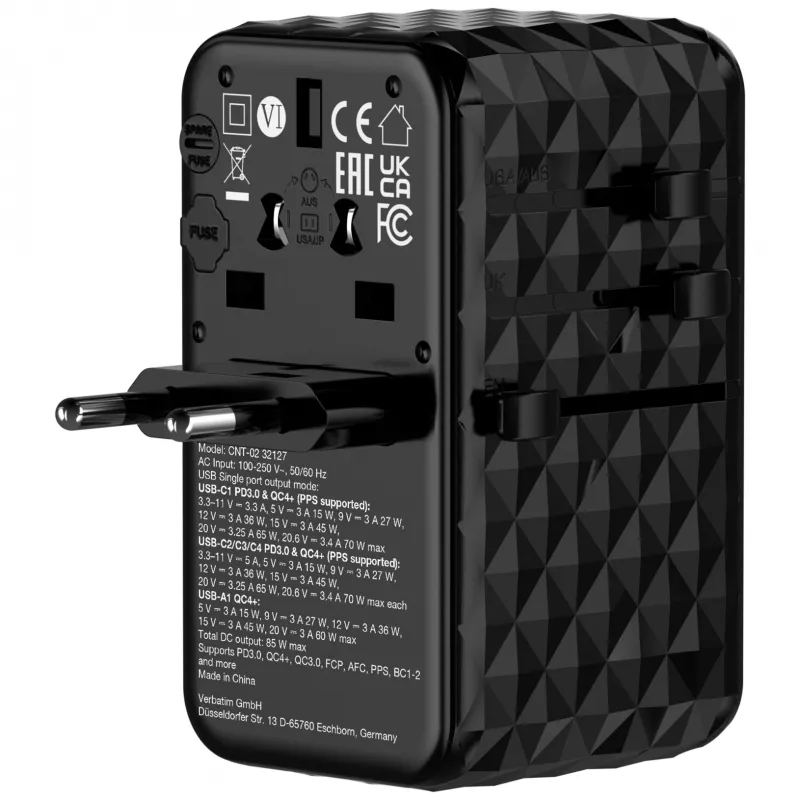 Verbatim Charge 'n' Travel Diamond 85W sisäänvedettävä kaapeli CNT-02