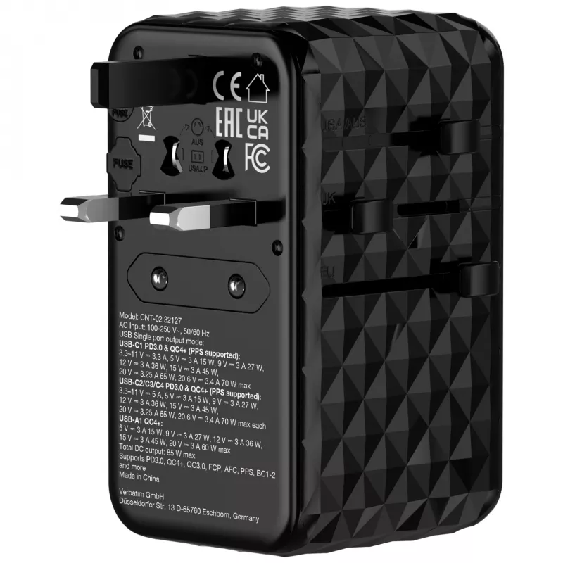 Verbatim Charge 'n' Travel Diamond 85W sisäänvedettävä kaapeli CNT-02