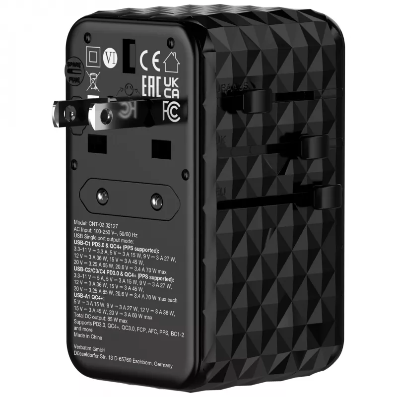 Verbatim Charge 'n' Travel Diamond 85W sisäänvedettävä kaapeli CNT-02