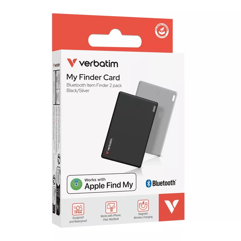 Verbatim My Finder Card Bluetooth-esineenetsijä 2 kpl:n pakkaus musta / hopea
