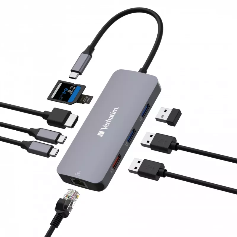 Verbatim CMH-09 USB Type-C 10 000 Mbit/s hopea