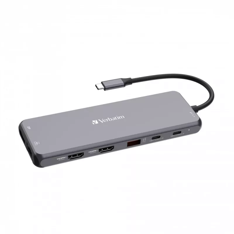 Verbatim CMH-13 USB Type-C -keskitin 10 000 Mbit/s hopea