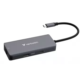 Verbatim USB-C Essentials -multiport-keskitin 6 porttia: RJ45, HDMI, USB-C PD, 3 x USB-A 3.2 Gen 1