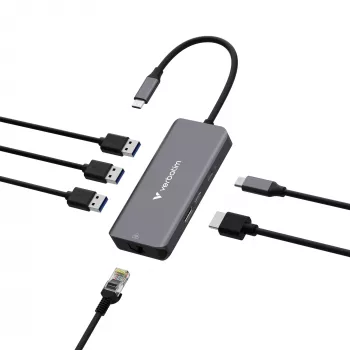 Verbatim USB-C Essentials -multiport-keskitin 6 porttia: RJ45, HDMI, USB-C PD, 3 x USB-A 3.2 Gen 1