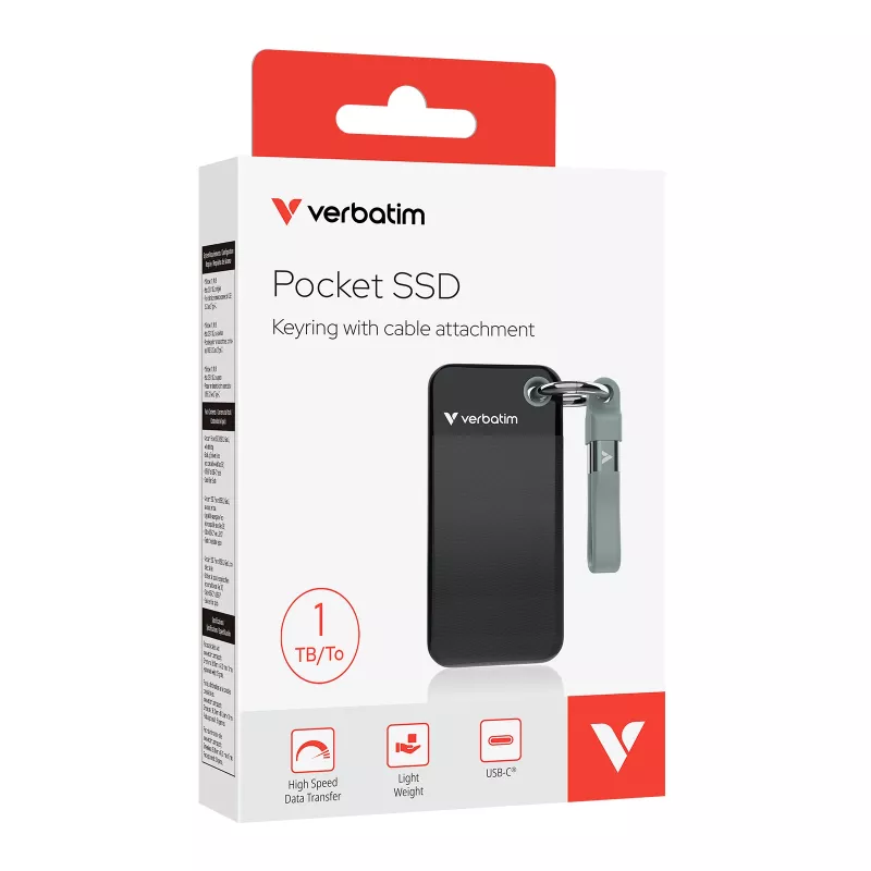 Verbatim Pocket SSD USB 3.2 Gen 2 1 TB musta/harmaa