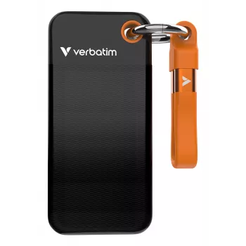 Verbatim Pocket SSD USB 3.2 Gen 2 1TB musta/oranssi, 1 TB, USB Type-C, 3.2 Gen 2 (3.1 Gen 2), 1000 MB/s, 10 Gbit/s, musta, oranssi
